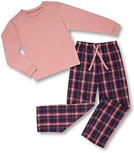PajamaGram Pajamas For Girls Size 14-16 - Plaid Pajamas For Kids, Plum Plaid, 14