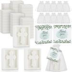 Dansib 240 Pcs Cross Soap Baptism Favors Set, 80 Pcs Scented Soap Favors 80 Pcs Bags and 80 Pcs Cards Baby Baptism Favor for Baby Shower Christening Communion Wedding Bridal Party Guests Decoration