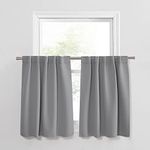 PONY DANCE Kitchen Curtains 36 inches Length - Half Curtain Tiers for Windows Decoration Rod Pocket Drapes Light Block for Kitchen/Bathroom, 42 W x 36 L, Silver Grey, Pack-2