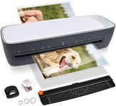 Laminator 13 Inch A3 Laminator Machine, 9 in 1 Desktop Thermal Laminator Never Jam 40 Laminating Pouches, Paper Trimmer and Corner Rounder, 1Min Fast Warm-Up Home Office School Use, Grey