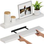 Ballucci Floating Shelves, 36" Wood Wall Shelf Set of 2, with Invisible Brackets for Bathroom, Living Room, Bedroom, Kitchen, Nursery, 6" Deep, White