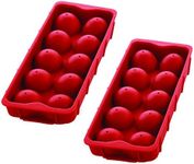 HIC Harold Import Co. 43737/2 HIC Cannonball Ball Tray, Non-Stick, European-Grade Silicone, for Ice, Candy and Baking, Set of 2, Red