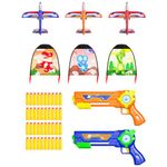 Bennol 2023 Upgrade Foam Airplane Kite Launcher Outdoor Toy for Boys Kids, 2 Launchers Toys 4 Led Plane 4 Kites 40 Soft Bullets, 3 4 5 6 7 8 Year Old boy Birthday Gift Ideas