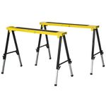 HOMCOM 2PCS Saw Horse Twin Pack Folding Workbench Adjustable Metal Trestle Stands with Non-slip EVA Surface for Sawing Work Max Load 220 lbs