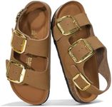 Project Cloud Genuine Leather Summer Sandals for Women 2025 - Memory Foam Slingback Womens Sandals Comfortable and Non Slip Beach Slides with Big Buckle (Garda,TAN, 8)
