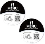 NFC Menu QR Code Sign with Adhesive Backing(2)– Tap or Scan to View Menu, Works Like a Review Tap Card or Social Media Sign, No App/Fees, Use Your Existing Menu Link