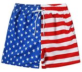 MADHERO Mens Swim Trunk Funny Pattern Bathing Suit with Mesh Lining Swimming Shorts, A American Flag, X-Large