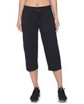 Danskin Women's Drawcord Crop Pant, Black, 1X