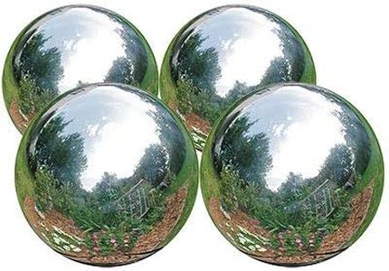 ROME Stainless Steel Gazing Balls, Silver, 6" Dia., 4 Pack