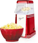 Nostalgia Hot-Air Electric Popcorn Maker, 8 Cups, Healthy Oil Free Popcorn with Measuring Scoop, Retro Red