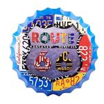 Eazy Wagon - Art Home Bar Wall Decor | Metal Bottle Caps Wall Sign Plates for Retro & Vintage Scratch Look Gifts | Cafe Decoration Plate - 14 x 14 inches (Route 66 Number Plate design)