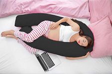 Hometex 9ft U Shaped Comfort Pregnancy Support Pillow with free Case (Black Cover)