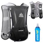 AONIJIE Hydration Running Vest, 5L Capacity with 0.5L Water Bottle, Multi-Pocket Design, Breathable and Lightweight Backpack for Outdoor Sports - Running, Cycling, Climbing and Hiking, Black