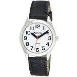 Ravel Unisex Super Bold Sight Aid Watch with Big Numbers - Black/Silver Tone/White Dial