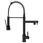 APPASO Black Kitchen Faucet, Commercial Pre-Rinse High Arc Kitchen Sink Faucet with Pull-Out Spring Spout and Pot Filler, Professional Single Handle Faucets for Kitchen Sink, Matte Black