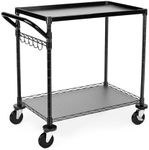 WDT 680Lbs Capacity Heavy Duty Rolling Utility Cart,2 Tier Rolling Carts with Wheels,Commercial Grade Metal Cart with Handle Bar & Shelf Liner,Trolley Serving Cart for Restaurant,Kitchen,Black