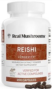 Real Mushrooms Reishi Mushroom Capsules For Immune Support, Vitality, Relaxation (200ct) Vegan, Non-GMO Mushroom Capsules For Wellness & Better Sleep, Safe For Pets, Verified Levels Of Beta Glucan