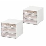 WEIANG 2PCS Desk Storage Organizer With 4 Drawers, Makeup Storage Box, Bathroom Organizer, Cosmetic Storage Organizer, Mini Desk Storage for Office, School and Home Supplies (White-4 Draws/2pcs)