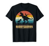 Daddy Dinosaur Daddysaurus 2 Two Kids Funny Father's Day dad T-Shirt