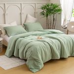 BOHOPOPM Ultra-Soft Sage Green King Comforter Set - Cozy PolyCotton Bedding Set - Comfy Fluffy Down Alternative Comforter and 2 Pillowcase - Comfortable Lightweight but Warm Bed Blanket All Season Use