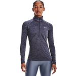 Under Armour Women's Tech Twist ½ Zip Long Sleeve Pullover Sweatshirt, (558) Tempered Steel/Aurora Purple/Metallic Silver, L