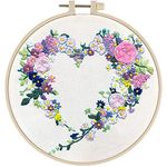 Sibba Stamped Embroidery Kit for Beginners, Cross Stitch kit with Pattern and Instructions, Embroidery Starter Kit Including Embroidery Hoop, Color Threads and Embroidery