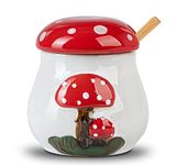 dgudgu Mushroom Sugar Bowl With Lid And Spoon Ceramic Sugar Bowl For Countertop Sugar Dish With Lid And Bamboo Spoon Sugar Container