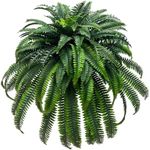 BANNINEO 128 Stems Artificial Boston Fern Plants,62”Faux Boston Fern,Artificial Plastic Plants Shrubs for Garden Front Porch Window Box Indoor Decoration