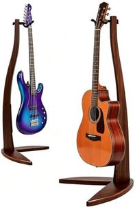 MUSO Guitar Bass Hanger Stand, Solid Wood Bow Holder Mermaid Shaped for Display and Storage, 42 inches Height Anti-scratched and Anti-bump, Deorate Studios, Living room and Stage (Black Walnut, 1)
