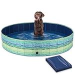 Navaris Dog Pool with Print - 160 cm Paddling Pool for Dogs - Extra Large XL Pet Swimming Pool to Fill with Water in Hot Weather - Includes Cover