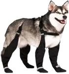 Dog Rain Boots, Waterproof Adjustable Dog Boots with Suspenders, Anti-Slip Dog Shoes Reflective Dog Boots & Paw Protectors for Medium Large Dogs Hiking, Rainy and Snowy Days