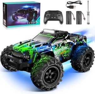 JOYTREKY Remote Control Cars - 1:18 Rc Car HighSpeed 25KMH+ LED Light with Spray 2.4GHz All Terrain Off Road Truck Toys 2 Rechargeable Batteries 60 Min Playtime Fast Racing Toy for Kids Adults - Green