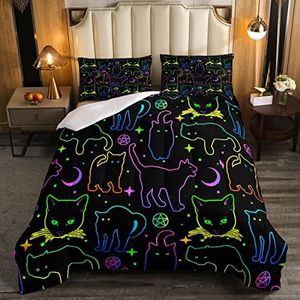 Set di biancheria da letto per bambini motivo: gatti e galassia per bambini ragazzi ragazze animali da compagnia con animali piumino glitter per la stanza degli amanti dei gatti 2 pezzi