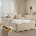 POEM PANDA 67 Inch Chaise Lounge Indoor, Upholstered Sofa Bed with Armrests and Pillows, Sleeper Chair, Plush Chair Bed for Living Room, White Couch