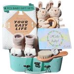 EAQ Baby Gifts Newborn,Baby Essentials for Newborn,Newborn Baby Girls Boys Gifts Basket Set New Baby Gifts Blanket Bath Towel,Baby Unisex Socks Gift Box (Green)