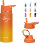 STACEGEELE Insulated Vacuum Water Bottle for Kids with Straw Lid Stainless Steel Flask Thermos for Boys and Girls Leak Proof Lightweight Eco Friendly 18oz(550ml), Orangeade