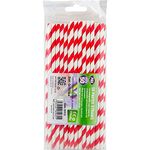 50 x Red and White Stripe Paper Drinking Straws Biodegradable Eco 8" (20cm) Approx