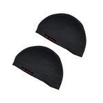 GRAND PITSTOP Cotton Skull Cap For Bikes Uv Protected Skull Cap For Bikers, Riders, Men, Women, Ski, Running, Hiking, & Cycling Accessories Protects From Wind, Sun, Dust - Black Set Of 2 - Free Size