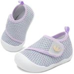 FEETCITY Baby First Walking Shoes Wide Baby Shoes Infant Sneakers Newborn Crib Shoe Barefoot Lightweight Slip On Shoe, Purple, 12-18 Months Infant