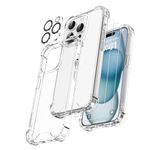 UOYOU 3-in-1 Clear Transparent Case for iPhone 15 Plus with HD Glass Screen Protector and Camera Lens Protector for iPhone 15 Plus