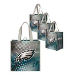 FOCO Philadelphia Eagles NFL 4 Pack Reusable Shopping Bags, Team Color, one Size