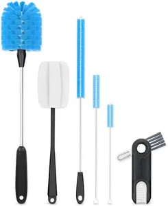 AQUAFIT 6 Pack Water Bottle Brush, Bottle Brushes for Cleaning, Straw Cleaner Brush, Bottle Brush Cleaner, Water Bottle Cleaner Brush, Baby Bottle Brush Set, Bottle Cleaner Brush (Blue)