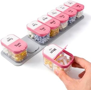 Extra Large Pill Organizer 2 Times A Day - Big Pill Box 7 Day Am Pm - XL Weekly Vitamin Holder Jumbo Medicine Container for Supplement XXL Daily Pill Case with Huge Oversized Compartments Pink/White
