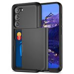 Jiunai Samsung S23 Plus Case, Galaxy S23 Plus Case Credit Card IDs Cash Holder Wallet Sliding Pocket Cover Dual Layer Hard PC Shell Rubber Cover Phone Case for Samsung Galaxy S23+ 6.6'' 2023 Black