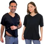 Post Surgery Shirt with Discreet Left & Right Side Snap Access (M, Black)