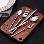 DAFFODILY | Talin Luxury Cutlery Set, Silver/Gold/Rose Gold, Gift Boxed,20 pcs, Set for 4 Fine Dining, Occasions (Silver)