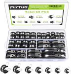 Flytuo 60PCS Cable Clamps Assortment Kit, 304 Stainless Steel Rubber Cushion Pipe Clamps in 7 Sizes 1/4" 5/16" 3/8" 1/2" 5/8" 3/4" 1"