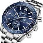 BENYAR Men's Quartz Chronograph Waterproof Watches Business Casual Sport Design Stainless Steel Strap Wrist Watch