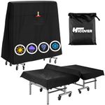 HICOVER 600D Table Tennis Table Cover, Ping Pong Table Cover Universal 9x5 FT, Waterproof, Sunproof, Fits Folding & Flat Tables, Black, Oxford Fabric