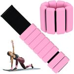 Pilates Wrist ＆ Ankle Weights for Women 1 Pair (1lb/2lb/4lb) Adjustable Wrist Weights to Increase Training Intensity, Yoga Pilates, Dance Ballet, Walking, Running (PINK, 2LBS)